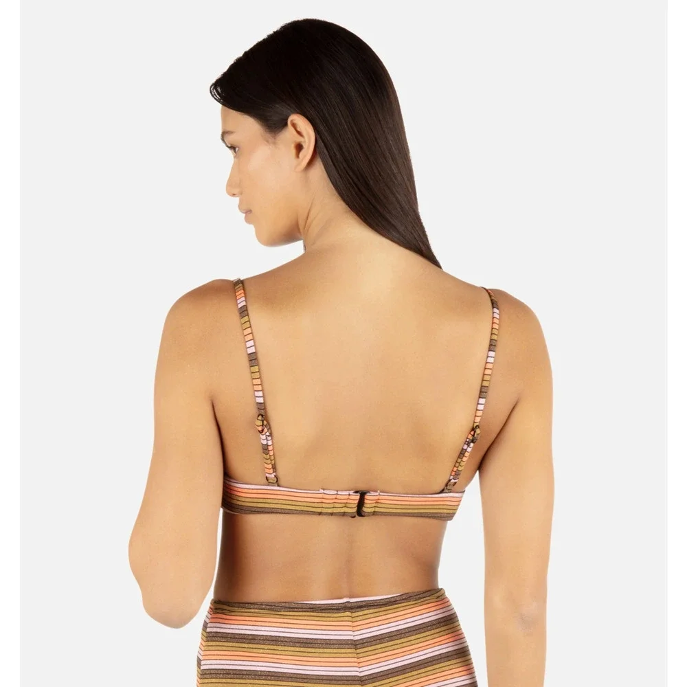 NWT Hurley Underwired Bikini Top Small Sunset Stripe Tab Sunrise Pink Swim Bra